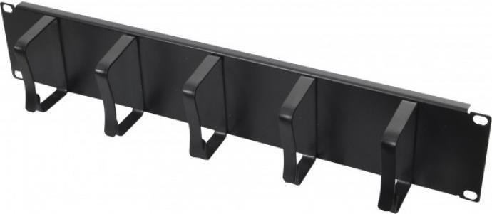 Dexlan 48.30 cm (19 ") Piatta anteriore shunting, 5 x 60mm, 2He, Ral 9005 Nero per routing per cavi pulito in 48.30 cm (19") Ar