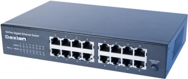 deXlan - Switch - non gestito - 16 x 10/100/1000 - montabile in rack