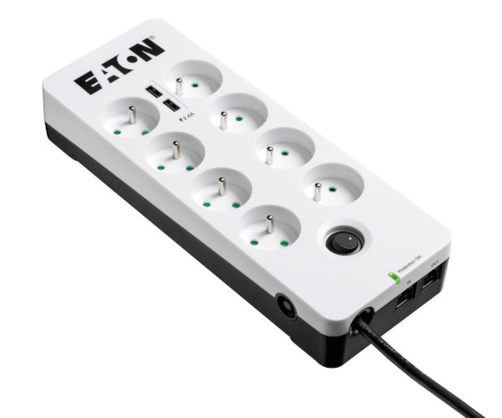 Eaton Protection Box -Scaricatore di sovratensioni - 10A - 8 prese FR, protezione linea Tel/Internet, porta USB