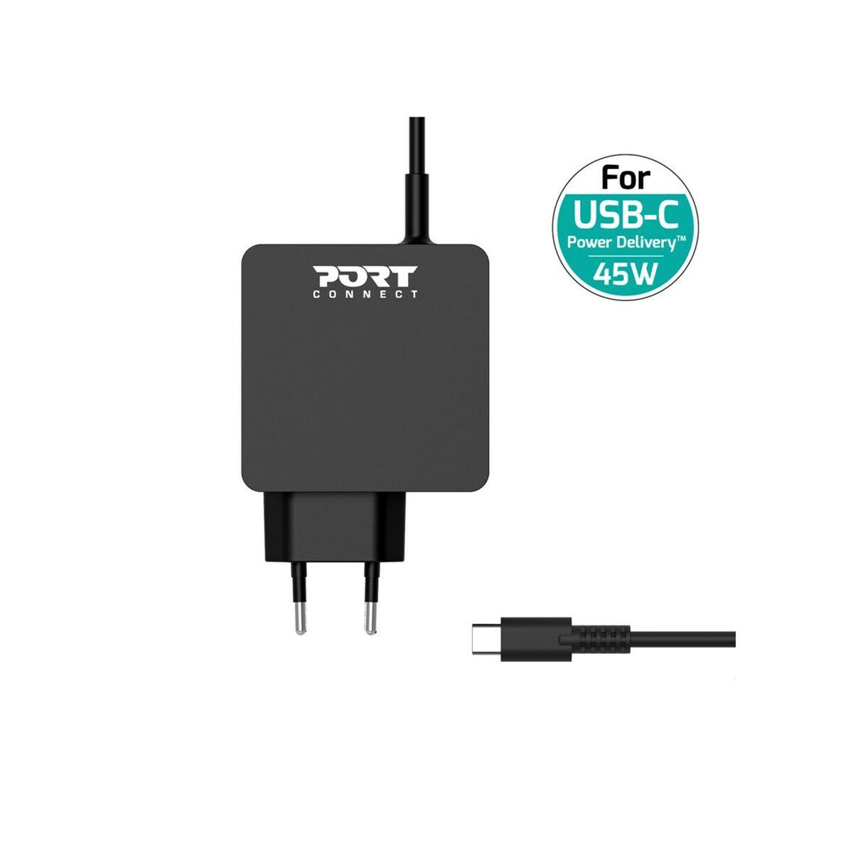 PORT DESIGNS TYPE C UNIVERSAL POWER ADAPTER 45W FOR MACBOOKS NOTEBOOKS TABLETS SMARTPHONES UP TO 45W TYPE C CONNECTOR
