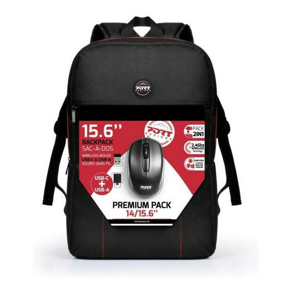 PORT 501901 - PREMIUM BP PACK - SAC DOS POUR NOTEBOOK14/15.6 UNE SOURIS SANS FIL USB-A ET USB-C