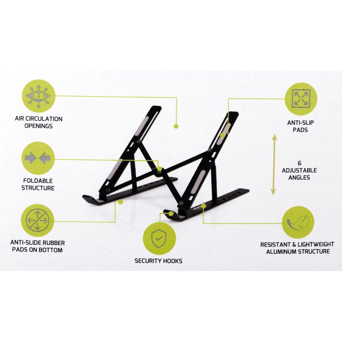 Port Designs 901107 supporto per notebook 396 cm 15.6 Supporto per computer portatile Nero (STAND NOTEBOOK TRAVEL FOLDABLE - )