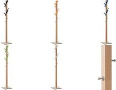 PARTFOW FLOW Cloakroom Stand "Easycloth", realizzato in legno, supporto nero: faggio, ganci a 6 colorati: nero, fatto di legno
