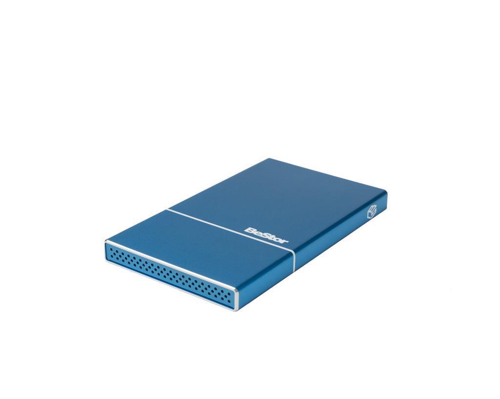 BeStor - HDD esterno USB-C - 4TB SSD - Box colore blu - Mac e PC - Consegnato con cavo USBC-USBC