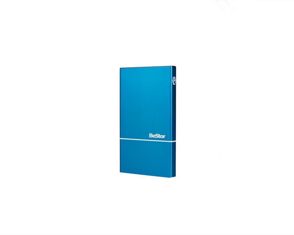 Box BeStor per HDD/SSD 2,5" SATA (spessore 7mm max) - interfaccia USB3.1 Gen 2 (USB-C) - box in alluminio colore blu - Inclusi