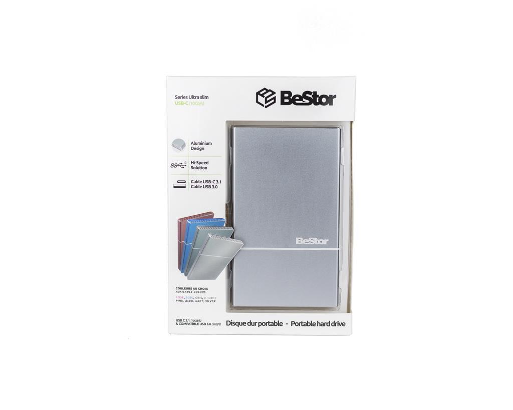BeStor - HDD esterno USB-C Gen 2 - 8TB SSD- box grigio siderale- Mac et PC - Consegnato con cavo USBC-USBC