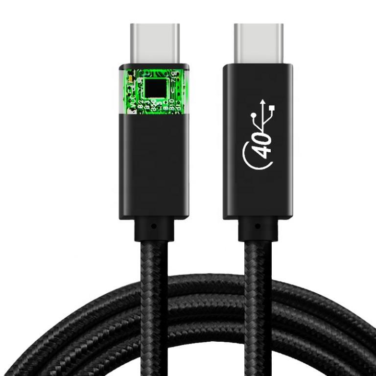 Cavo USB4 (USBC)/USB4 (USBC) Gen 3, 40Go, chargement 100W, chipset E-Mark, 1M, Nero