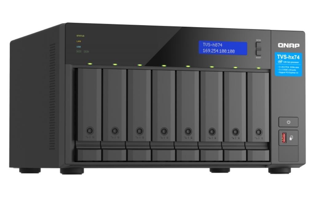 NAS assemblato QNAP Tower TVS-H874-I7-32G-128TIWP 128TB (8x16TB) con HDD Seagate IronWolf Pro