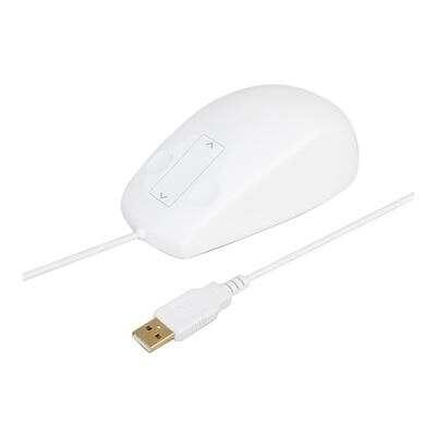 Mouse USB Urban Factory Sanee 800 dpi - 2 clic touch e scorrimento - Anti-batteria - Cavo 1,80 m - Colore bianco
