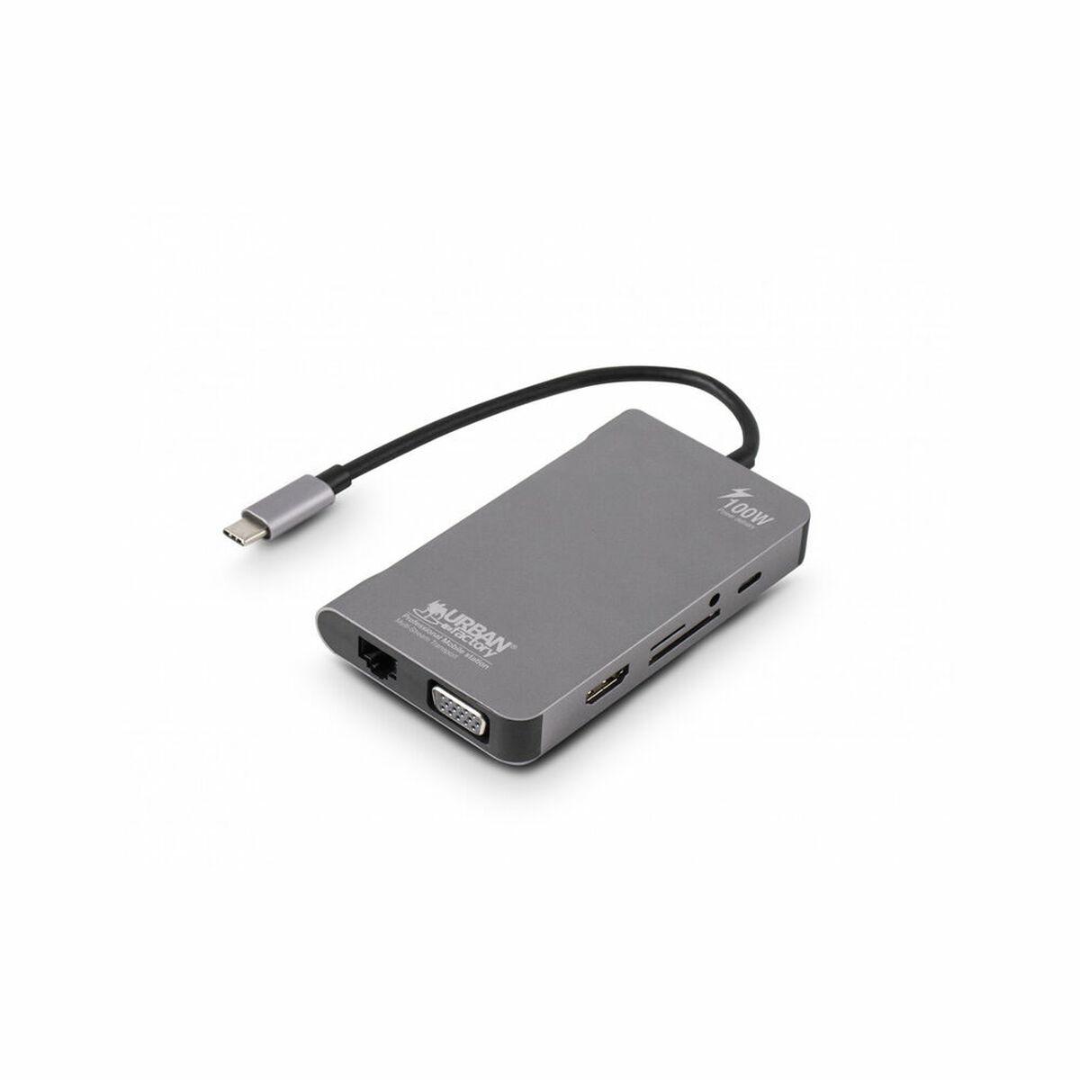 Urban Factory TCM16UF replicatore di porte e docking station per laptop Cablato USB 3.2 Gen 1 (3.1 1) Type-C Grigio [TCM16UF]