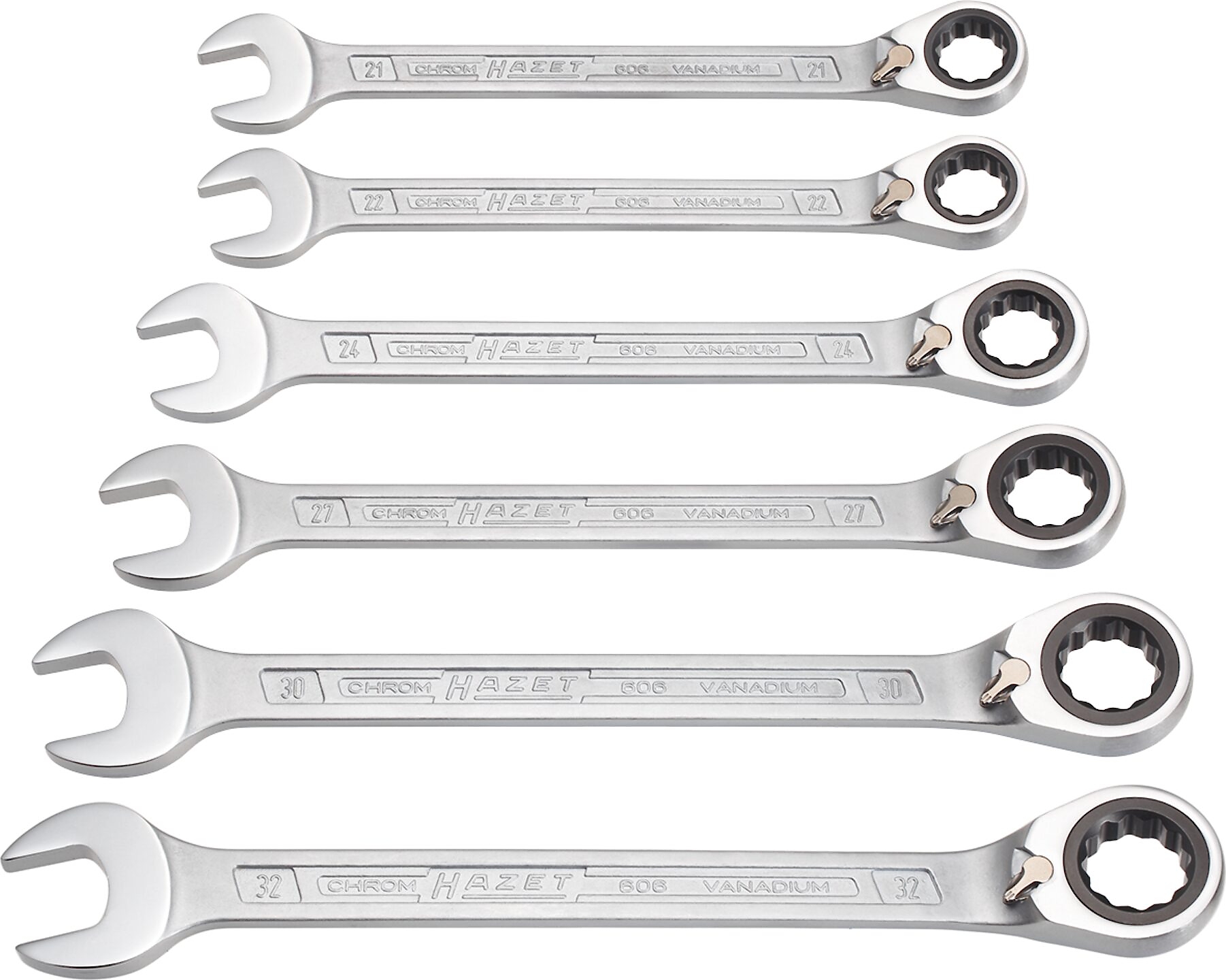 Set di chiavi ad anello a cricchetto 606 6-1 da 6 pezzi con funzione di cricchetto reversibile