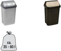 Pattumiera per rifiuti "rasmus" 25 litri argento con coperchio a rullo materiale PP - 1 pezzo (1045416000000)