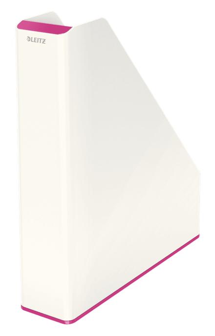 Leitz 53621023 scatola per la conservazione di documenti Polistirolo Rosa Bianco (Leitz WOW Dual Colour Magazine File A4 White/