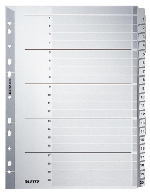 Leitz 43260000 intercalare Indice a linguetta numerico Cartoncino Grigio