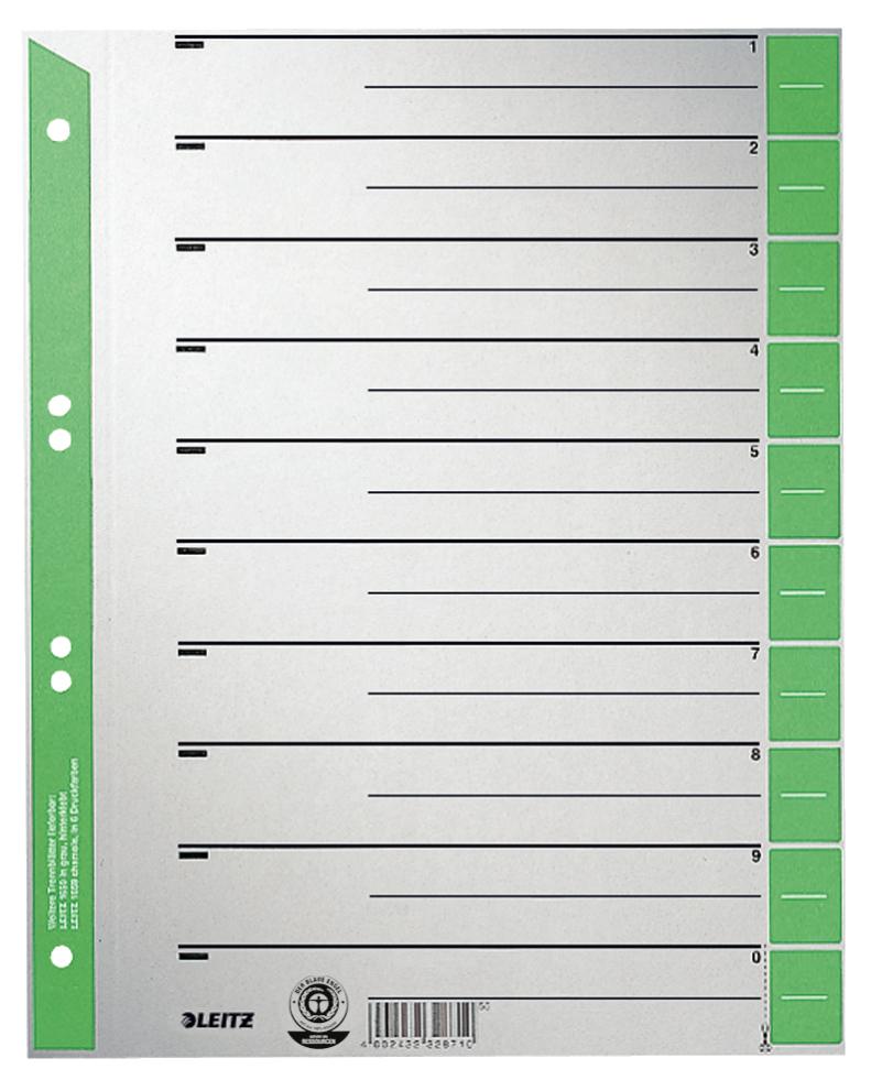 Leitz 16520055 intercalare Indice a linguetta numerico Cartoncino Verde Grigio