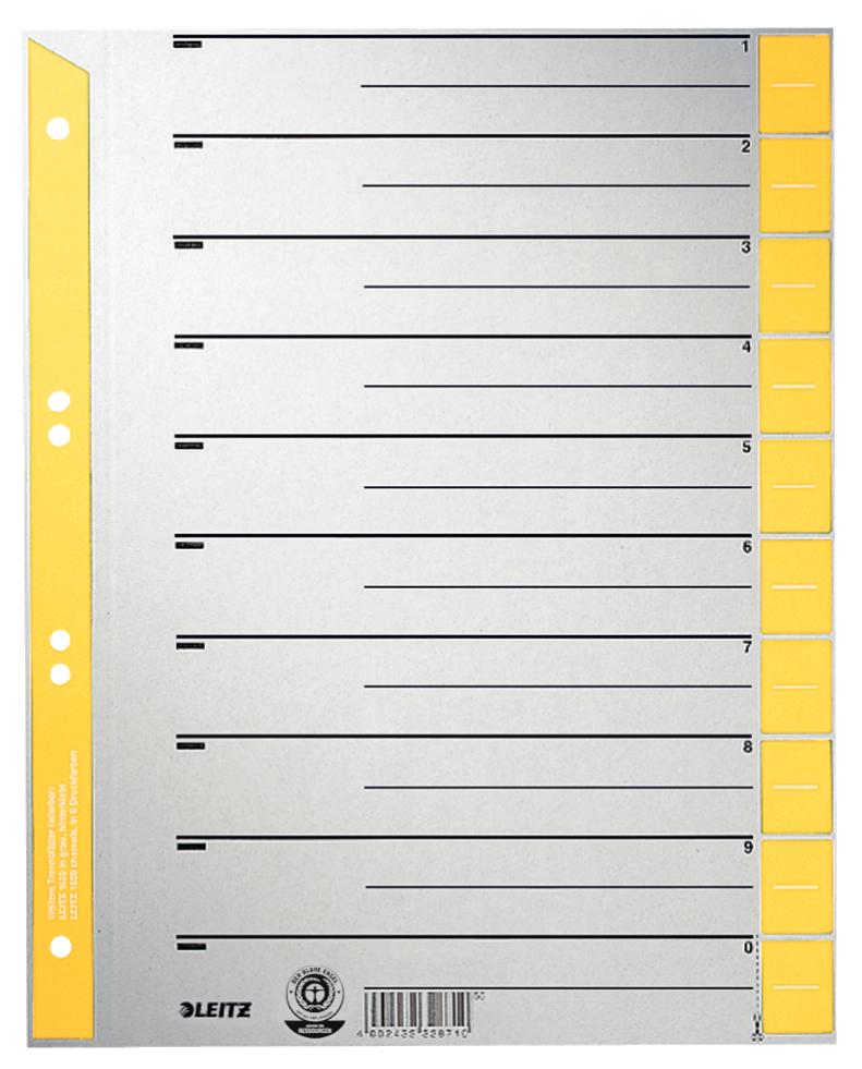 Leitz 16520015 intercalare Indice a linguetta numerico Cartoncino Grigio Giallo