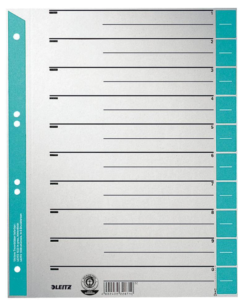 Leitz 16520030 intercalare Indice a linguetta numerico Cartoncino Blu Grigio