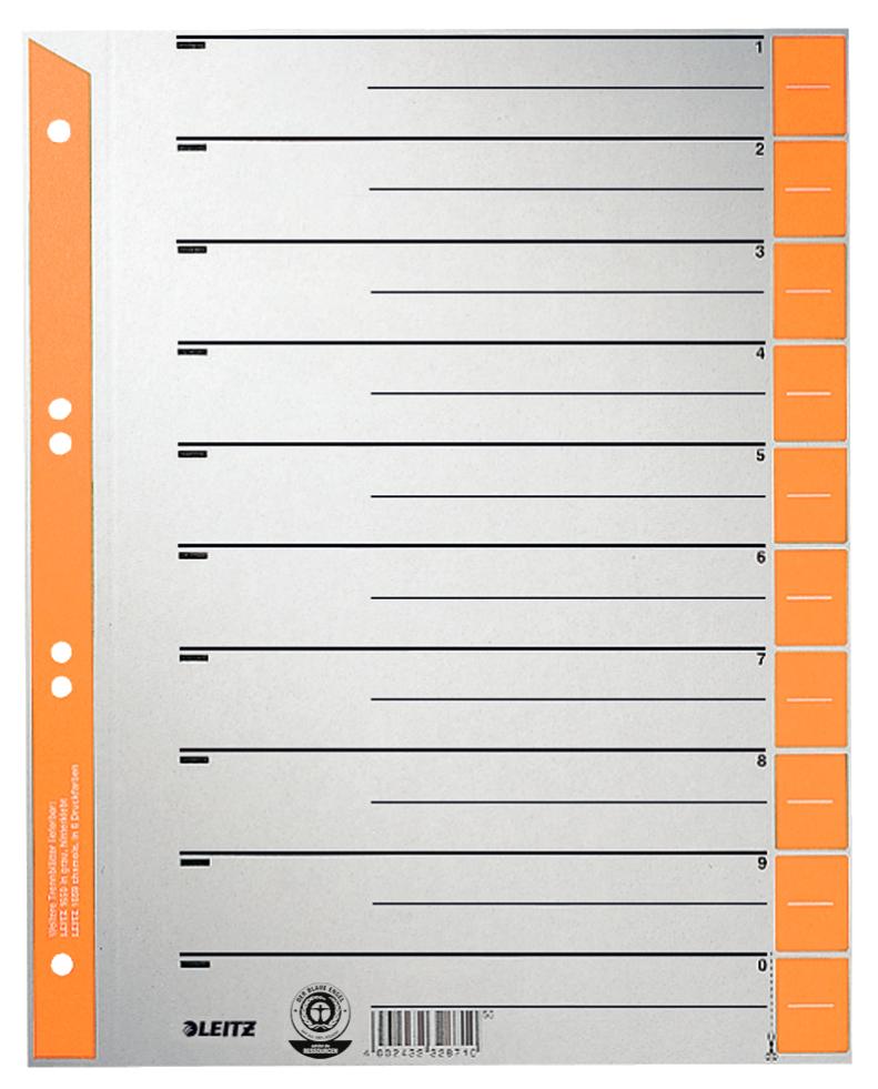 Leitz 16520045 intercalare Indice a linguetta numerico Cartoncino Grigio Arancione