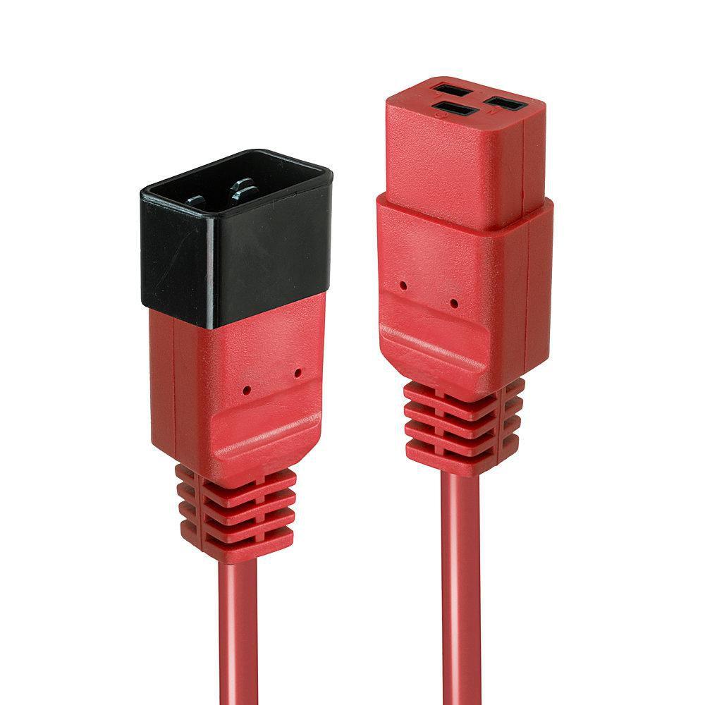 Lindy 30125 cavo di alimentazione Nero Rosso 3 m Accoppiatore C20 Accoppiatore C19 (3m C20 to C19 Mains Extension - Cable lead