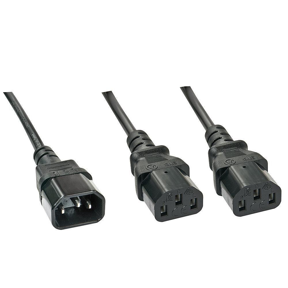 Lindy 30363 cavo di alimentazione Nero 1 m Accoppiatore C14 2 x Attacco C13 (1M C14 To 2 X Iec C13 - Extension Cable - Warranty