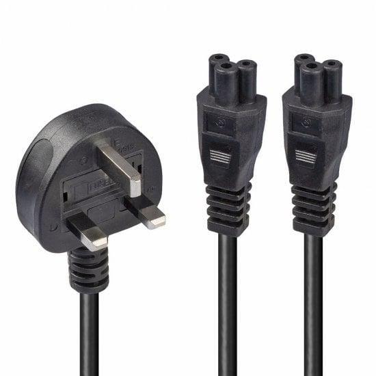 Lindy 30428 cavo di alimentazione Nero 25 m Spina di alimentazione di tipo G 2 x accoppiatore C5 (2.5M Uk 3 Pin Plug To Iec 2 X