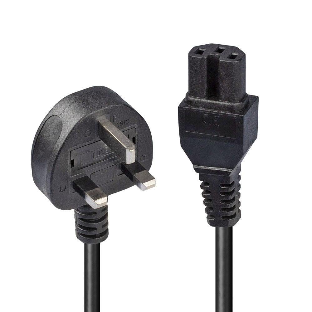 Lindy 30458 cavo di alimentazione Nero 2 m Spina di alimentazione di tipo G Accoppiatore C15 (2M MAINS PWR CBL UK3 PIN PLUG - T