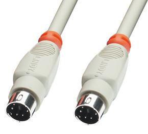Abgeschirmtes Kabel 6 Pol Mini-DIN (PS/2) m/m Farbe hellgrau mit rotem Knickschutz