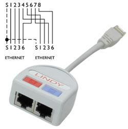 Lindy UTP Port Doubler cavo di rete Grigio
