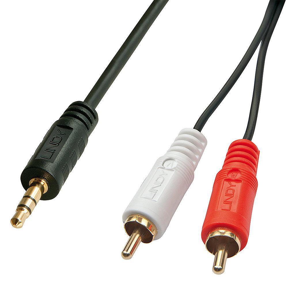 Lindy 35681 cavo audio 2 m 3.5mm 2 x RCA Nero Rosso Bianco