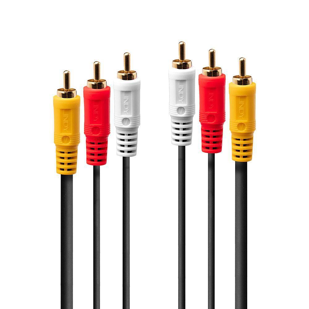 Lindy 35691 cavo video composito 2 m 3 x RCA Nero (Audio Bideo Cable 3Xphono 2M - Warranty 120M)