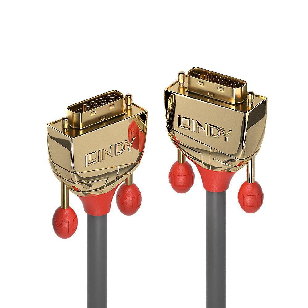 Lindy 36203 cavo DVI 3 m DVI-D Grigio (3M Dvi-D Dual Link Cable - Gold Line - Warranty 300M)