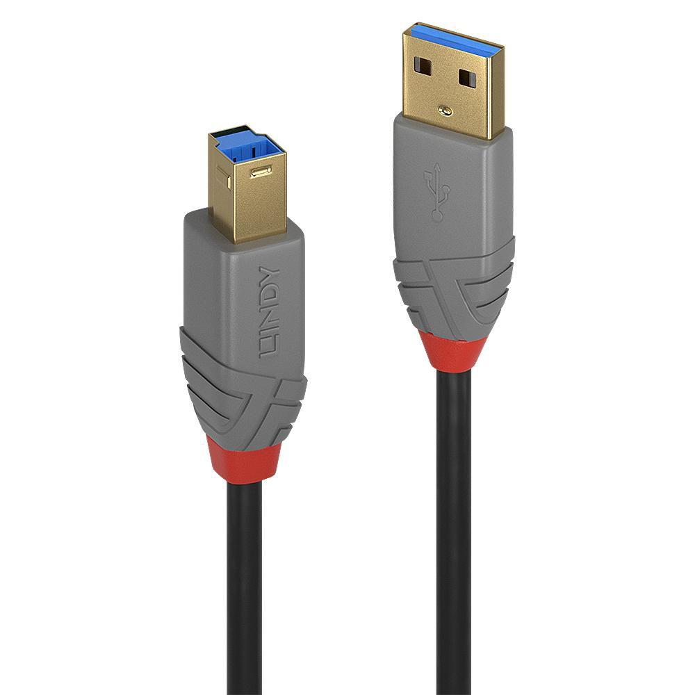 Lindy 36742 cavo USB 2 m USB 3.2 Gen 1 3.1 Gen 1 USB A USB B Nero Grigio (2M USB 3.0 TYPE A TO TYPE B)