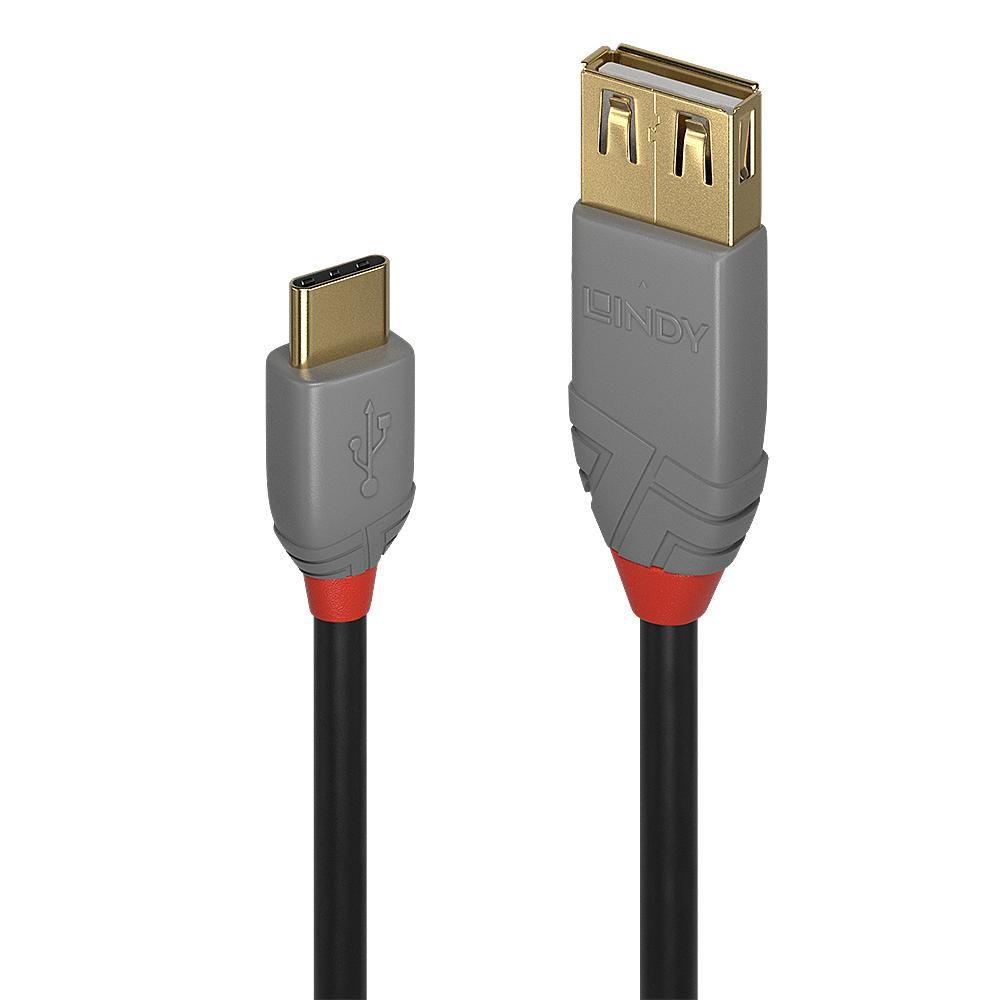 Lindy 36897 cavo USB 015 m USB 2.0 USB A USB C Nero Grigio (0.15m USB 2.0 C to A Adapter - Cable Anthra Line - Warranty 120M)