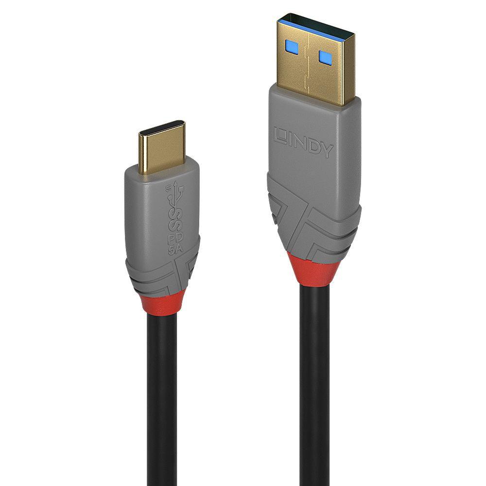 Lindy 36910 cavo USB 05 m USB C USB A Nero Grigio (0.5M Usb 3.2 Type A To C - Cable 5A Pd Anthra Line - Warranty 24M)