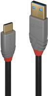 Lindy 36919 cavo USB 3 m USB C USB A Nero (3m USB 3.2 Type A to C Cable, - 10Gbps, 5A, PD, Anthra Line)