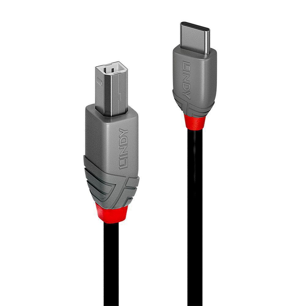 Lindy 36940 cavo USB 0,5 m USB 2.0 USB C USB B Nero (0.5M Usb 2.0 Typ C An B - Kabel, Anthra Line - Warranty: 120M)