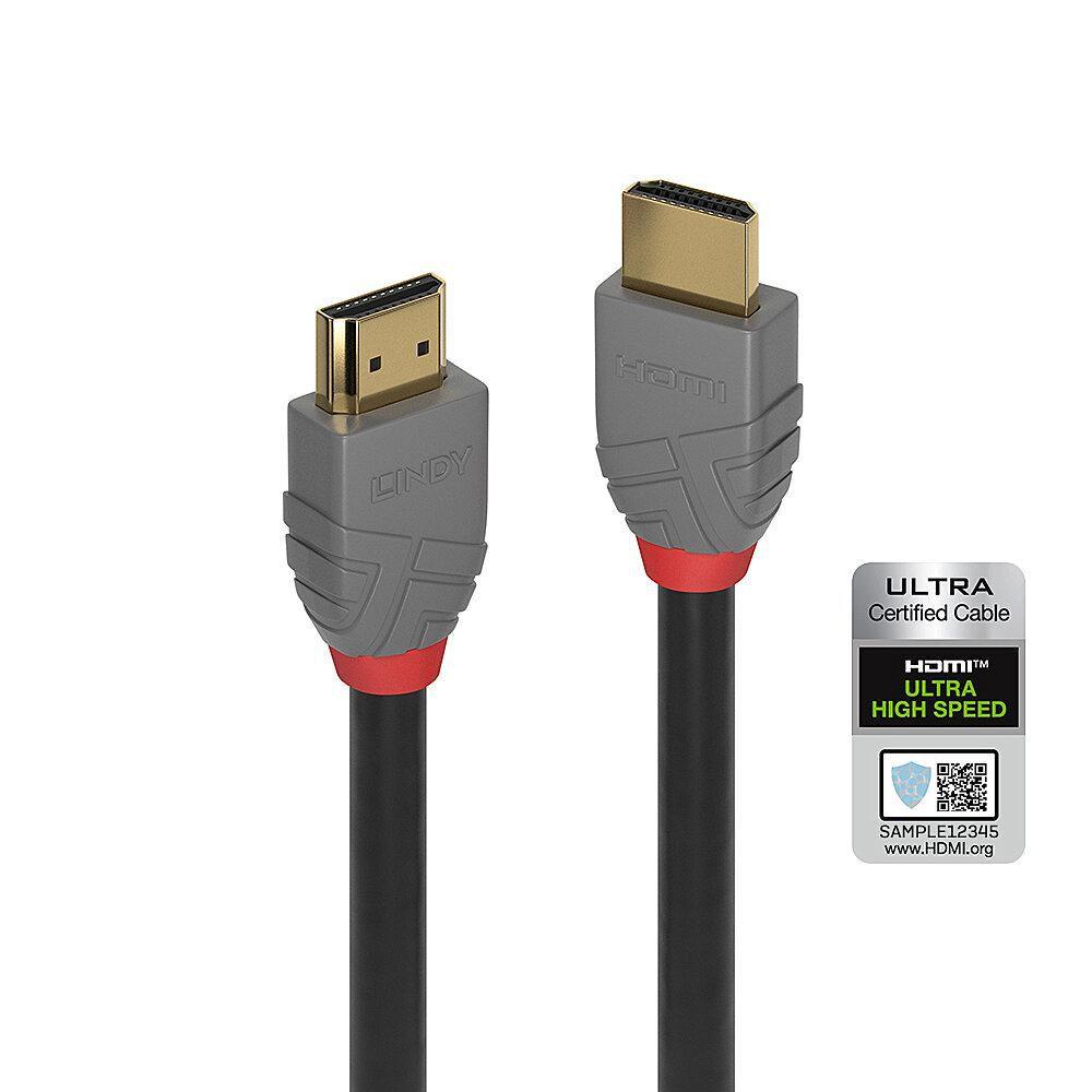Lindy 36952 cavo HDMI 1 m HDMI tipo A Standard Nero (1M Ultra High Speed Hdmi - Cable Anthra Line - Warranty 120M)