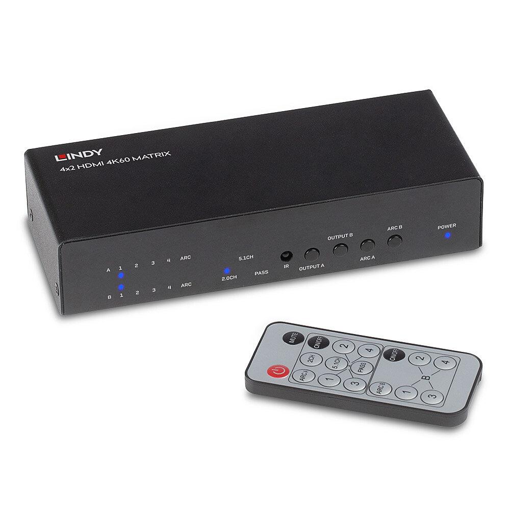 SWITCH MATRICE LINDY HDMI 4K60 4x2 - fino a 4K 60Hz e HDR - 38084
