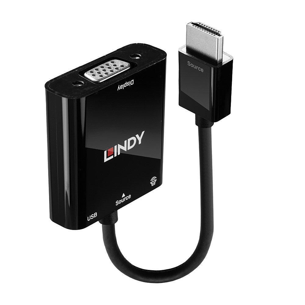 ADATTATORE LINDY HDMI TO VGA MINI JACK 35MM M/F NERO 38285