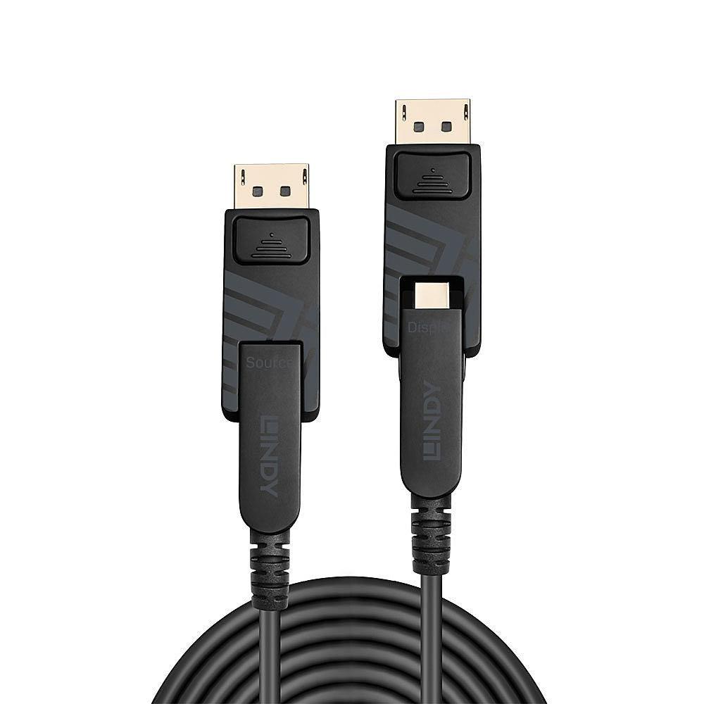 Lindy 38485 cavo DisplayPort 70 m Mini DisplayPort Nero (70m Fibre Optic Hybrid Mini - DisplayPort 1.4 Cable with - Detachable