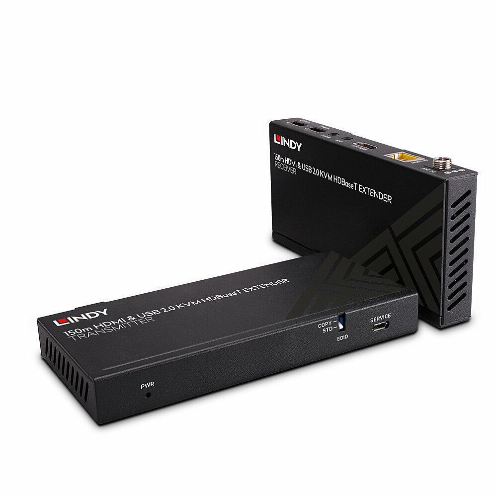 Lindy Extender HDBaseT Cat.6 KVM HDMI 4K60, USB 2.0 & IR, 150m
