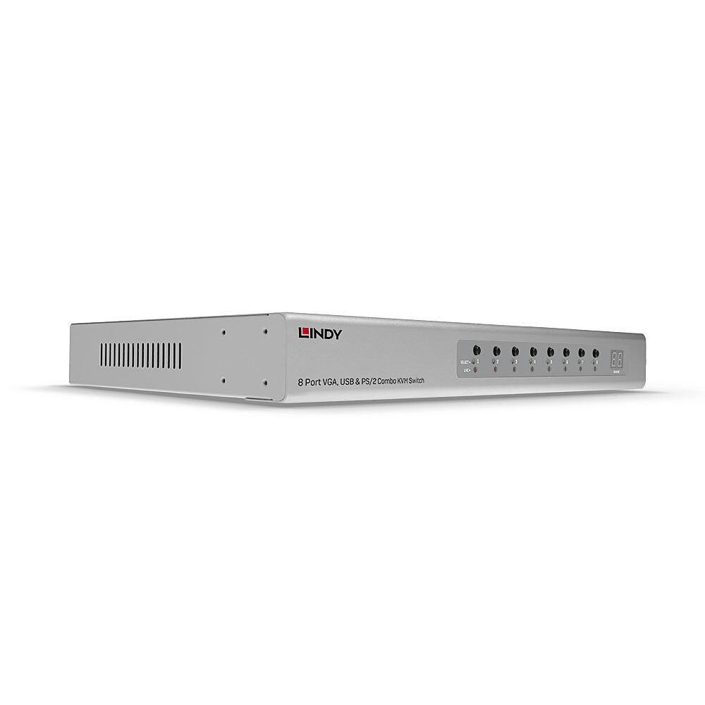Lindy 39526 switch per keyboard-video-mouse kvm Montaggio rack Argento (8 Port Vga Usb & Ps/2 Combo - Kvm Switch - Warranty 24M)