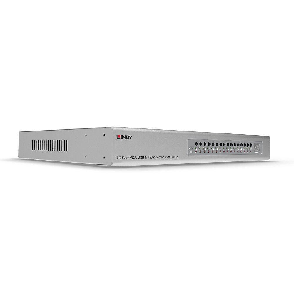 Lindy 39527 switch per keyboard-video-mouse (kvm) Montaggio rack Argento