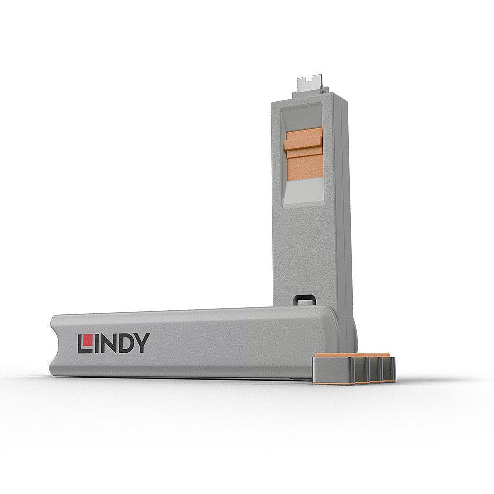 Lindy 40428 clip sicura Chiave bloccaporta USB tipo-C Grigio Arancione 4 pz (Port blocker key Grey Orange - 4 pcs 40428 Port bl