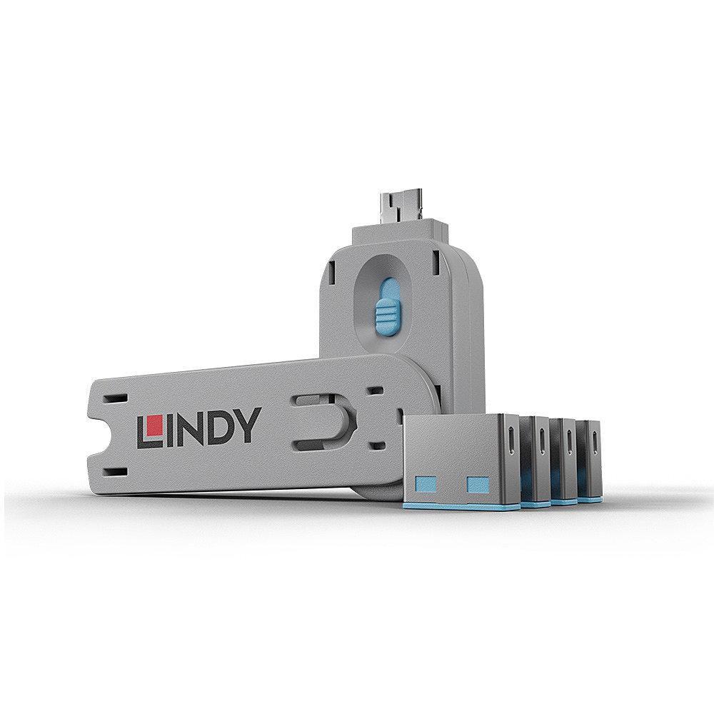 Lindy 40452 clip sicura Bloccaporte chiave USB tipo A Blu Acrilonitrile butadiene stirene (ABS) 5 pz