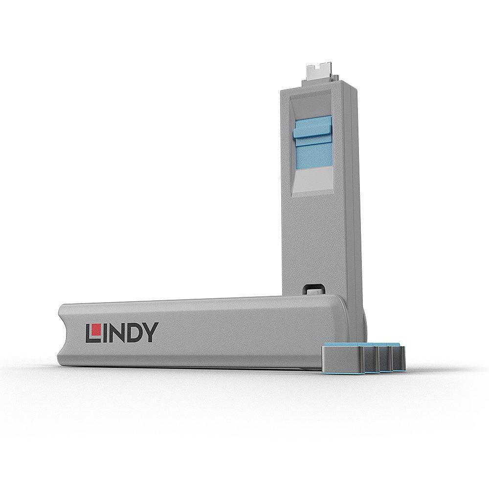 Lindy 40465 clip sicura Bloccaporte chiave USB tipo-C Blu Acrilonitrile butadiene stirene ABS 1 pz (40465 port dust cover 1 pc
