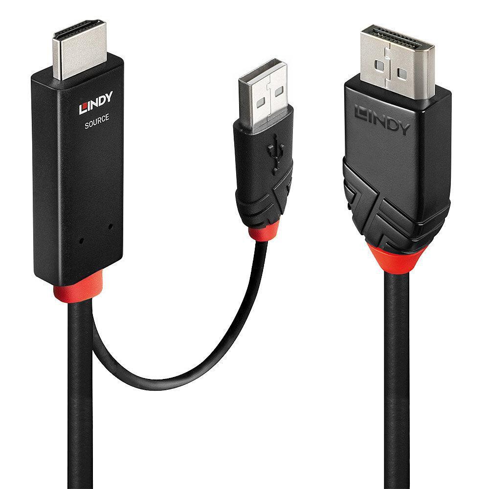 Lindy 41499 cavo e adattatore video 2 m HDMI USB Type-A DisplayPort Nero (2m HDMI to DisplayPort Cable - Warranty 24M)
