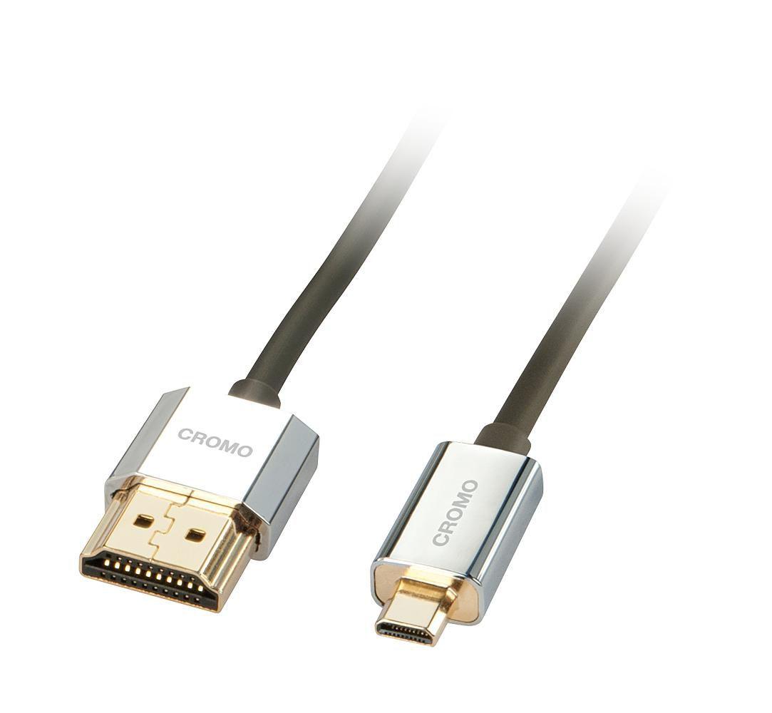 Lindy 41680 cavo HDMI 05 m HDMI tipo A (Standard) HDMI tipo D (Micro) Nero Argento