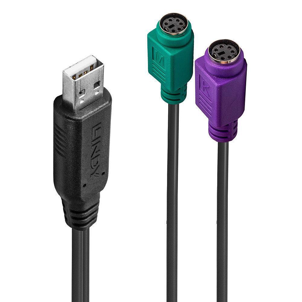Lindy 42651 adattatore per inversione del genere dei cavi USB A 1.1 2 x Mini-DIN 6 Pin Nero (Usb To Ps/2 Converter - Warranty 2