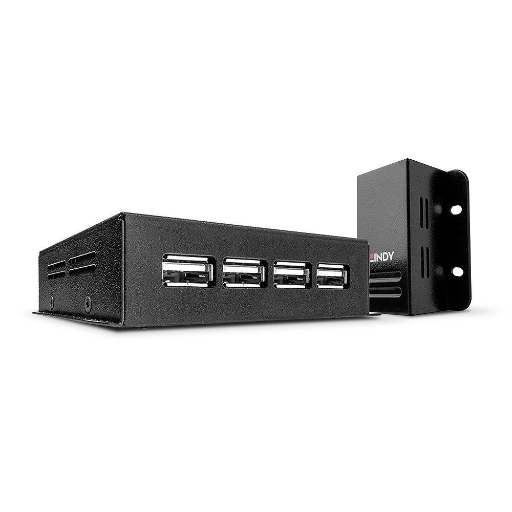 Lindy 42681 moltiplicatore di rete Ricevitore e trasmettitore di rete Nero (USB 2.0 Cat.5 Extender 50m - Power over RJ45 - Warr